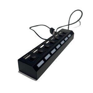7 Port USB 2.0 Hub, USB Port‎ Data Hub with On/Off Switches Very Good Condition